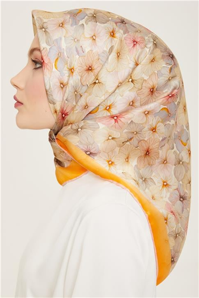 Armine Çiçek Desenli Sura İpek Eşarp 24Ya9108 82 22