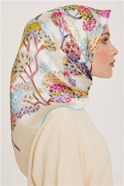 Armine Çiçek Desenli Sura Saf İpek Eşarp 9209D 31
