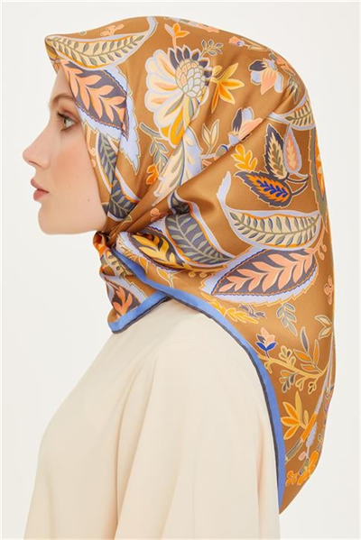 Armine Çiçek Desenli Sura Saf İpek Eşarp 9227D 53 53
