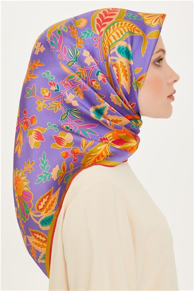 Armine Çiçek Desenli Sura Saf İpek Eşarp 9227D 53 07