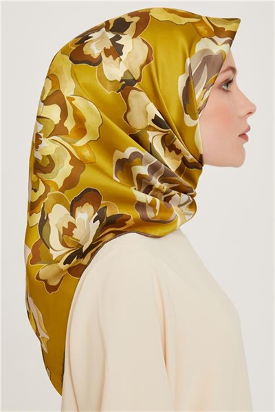 Armine Çiçek Desenli Sura Saf İpek Eşarp 9234D 01 31
