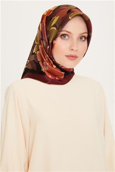 Armine Çiçek Desenli Sura Saf İpek Eşarp 9238D 37