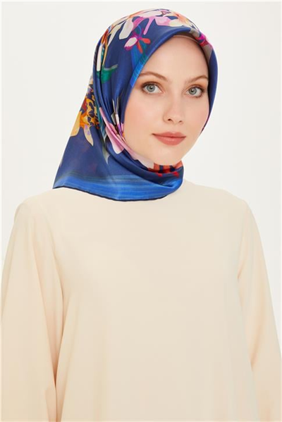 Armine Çiçek Desenli Sura Saf İpek Eşarp 9215D 81 80