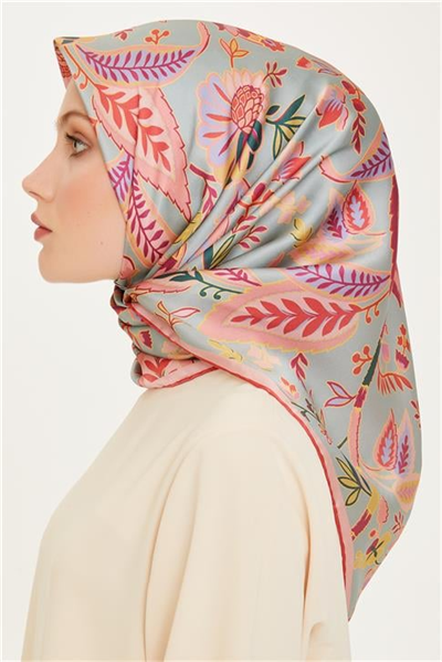 Armine Çiçek Desenli Sura Saf İpek Eşarp 9227D 53 81