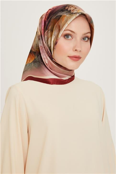 Armine Çiçek Desenli Sura Saf İpek Eşarp 9211D 34 34