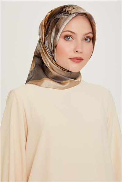 Armine Çiçek Desenli Sura Saf İpek Eşarp 9211D 34 03