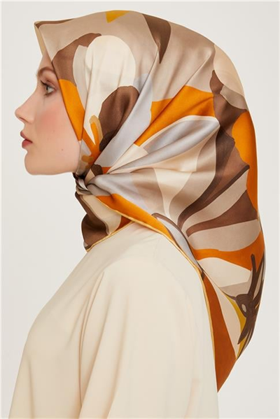 Armine Çiçek Desenli Sura Saf İpek Eşarp 9200D 50 34