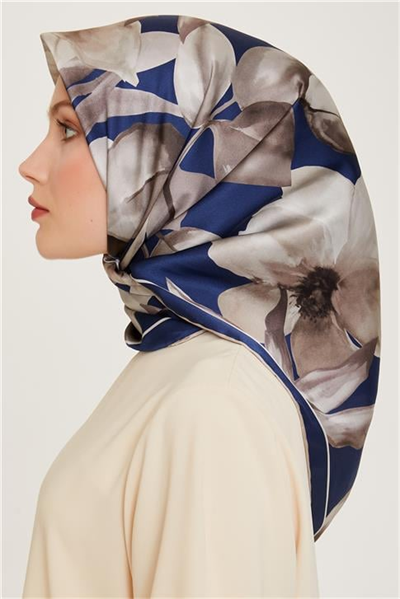 Armine Çiçek Desenli Sura Saf İpek Eşarp 9205D 84 31