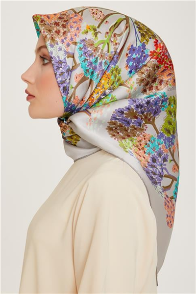 Armine Çiçek Desenli Sura Saf İpek Eşarp 9209D 36