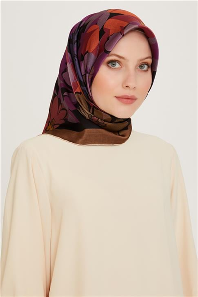 Armine Çiçek Desenli Sura Saf İpek Eşarp 9238D 38
