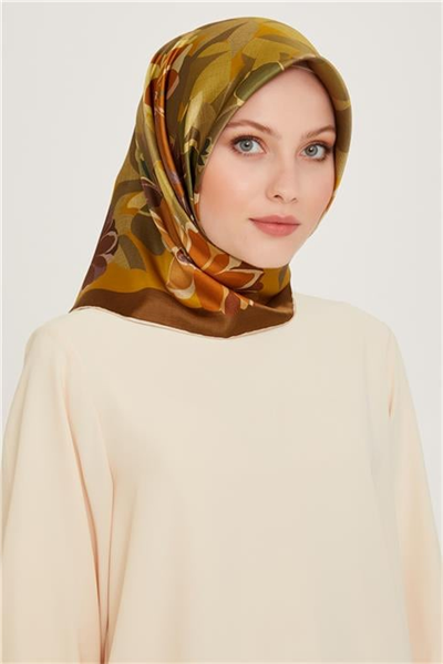 Armine Çiçek Desenli Sura Saf İpek Eşarp 9238D 34