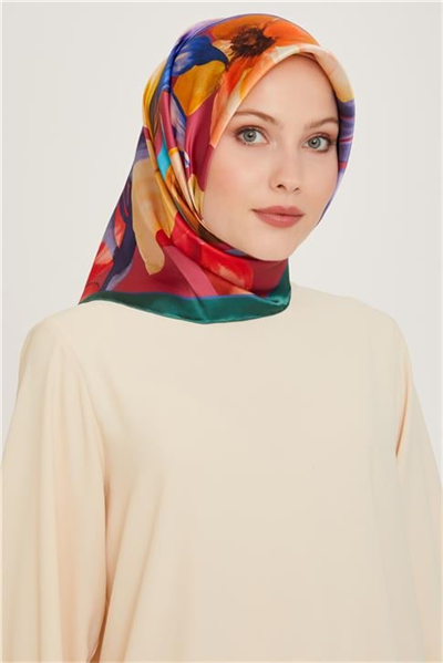 Armine Çiçek Desenli Sura Saf İpek Eşarp 9205D 84 57