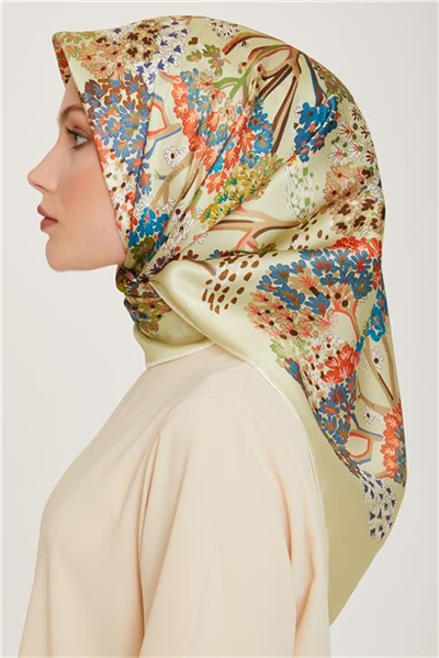 Armine Çiçek Desenli Sura Saf İpek Eşarp 9209D 80