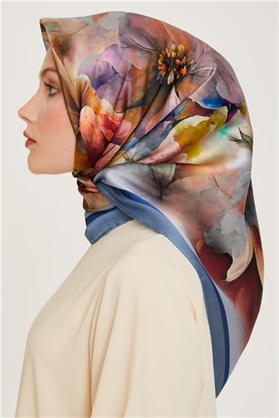 Armine Çiçek Desenli Sura Saf İpek Eşarp 9211D 34 36