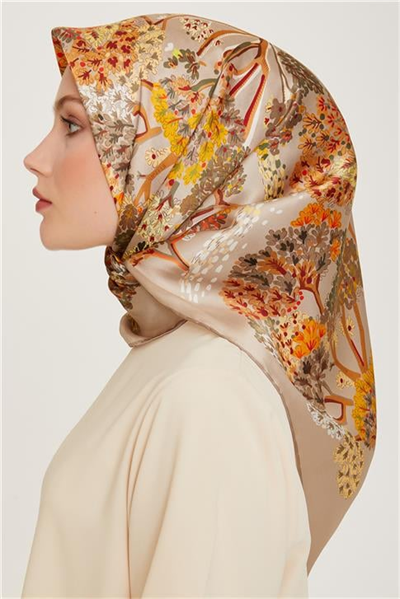 Armine Çiçek Desenli Sura Saf İpek Eşarp 9209D 34