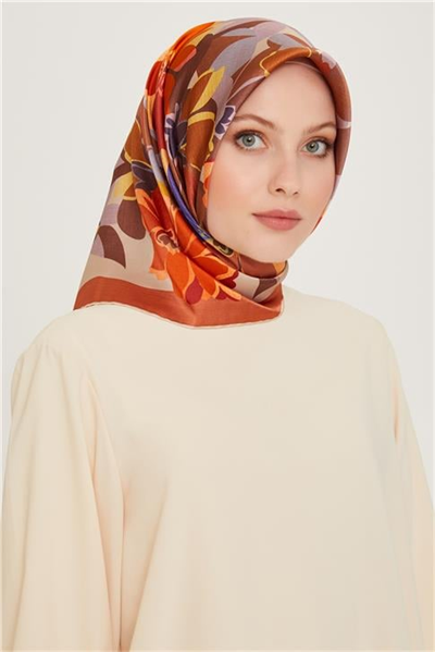 Armine Çiçek Desenli Sura Saf İpek Eşarp 9238D 32