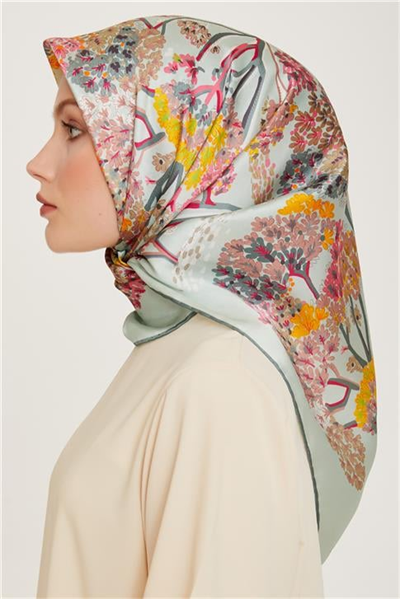 Armine Çiçek Desenli Sura Saf İpek Eşarp 9209D 56