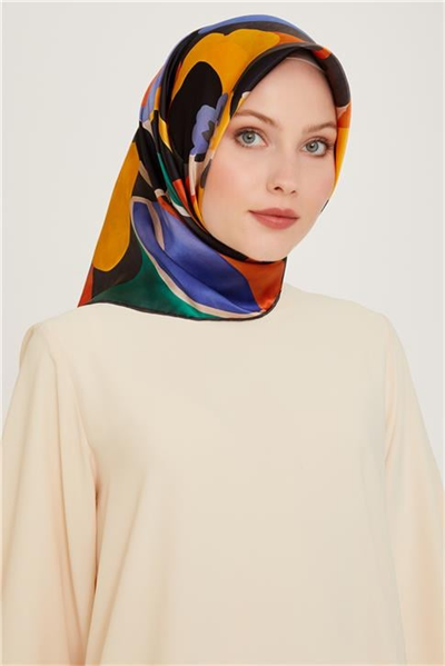 Armine Çiçek Desenli Sura Saf İpek Eşarp 9200D 50 84