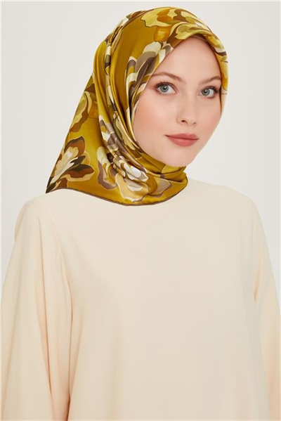 Armine Çiçek Desenli Sura Saf İpek Eşarp 9234D 01 31
