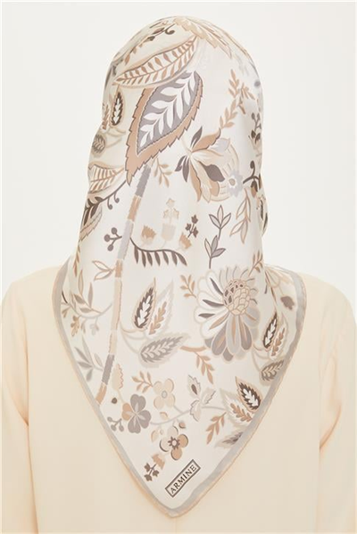 Armine Çiçek Desenli Sura Saf İpek Eşarp 9227D 53 85