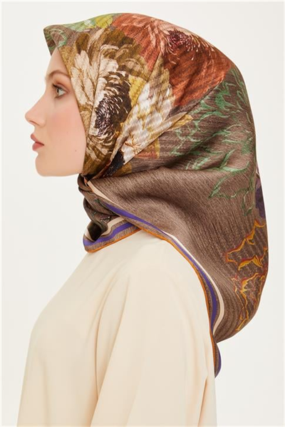 Armine Çiçek Desenli Sura Saf İpek Eşarp 9220D 36