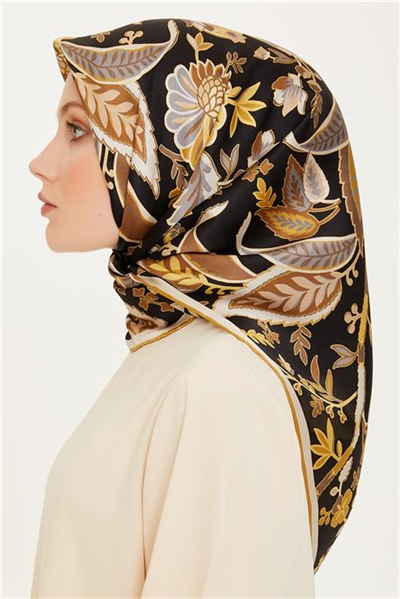Armine Çiçek Desenli Sura Saf İpek Eşarp 9227D 53 01