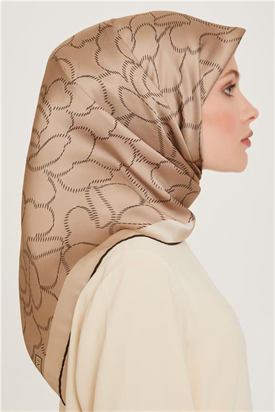 Armine Çiçek Desenli Sura Saf İpek Eşarp 9222D 33