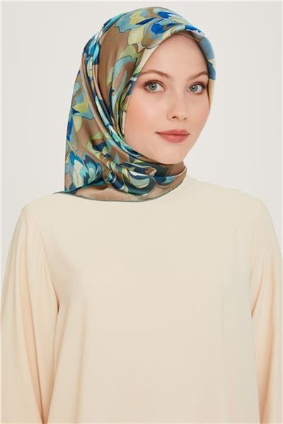 Armine Çiçek Desenli Sura Saf İpek Eşarp 9234D 01 36