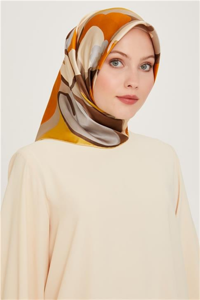 Armine Çiçek Desenli Sura Saf İpek Eşarp 9200D 50 34