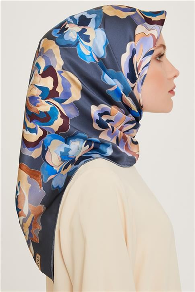 Armine Çiçek Desenli Sura Saf İpek Eşarp 9234D 01 34