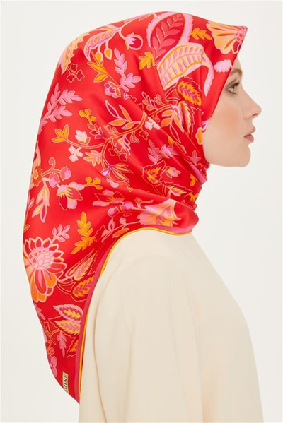 Armine Çiçek Desenli Sura Saf İpek Eşarp 9227D 53 09