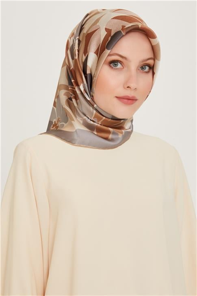 Armine Çiçek Desenli Sura Saf İpek Eşarp 9238D 52