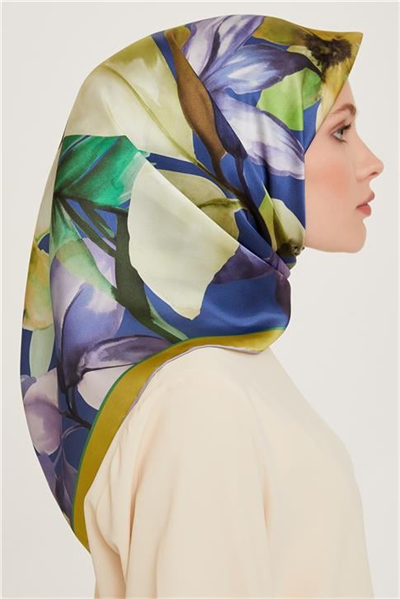 Armine Çiçek Desenli Sura Saf İpek Eşarp 9205D 84 83
