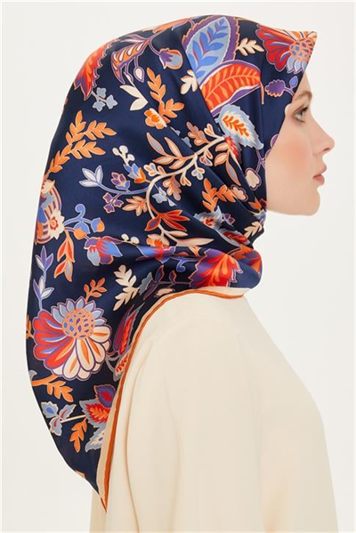 Armine Çiçek Desenli Sura Saf İpek Eşarp 9227D 53 31