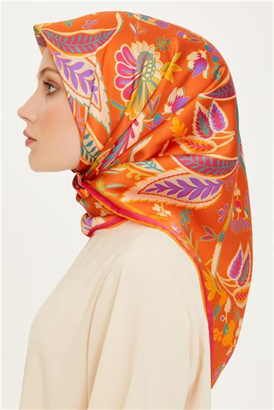 Armine Çiçek Desenli Sura Saf İpek Eşarp 9227D 53 02