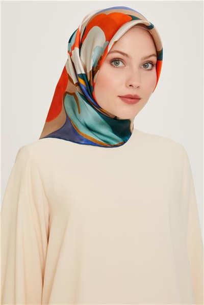 Armine Çiçek Desenli Sura Saf İpek Eşarp 9200D 50 80