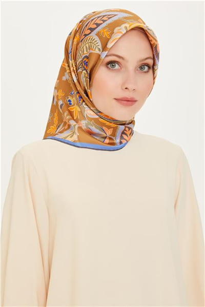 Armine Çiçek Desenli Sura Saf İpek Eşarp 9227D 53 53