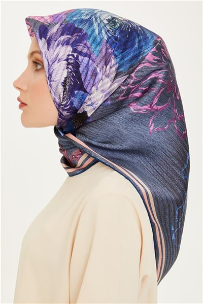 Armine Çiçek Desenli Sura Saf İpek Eşarp 9220D 32