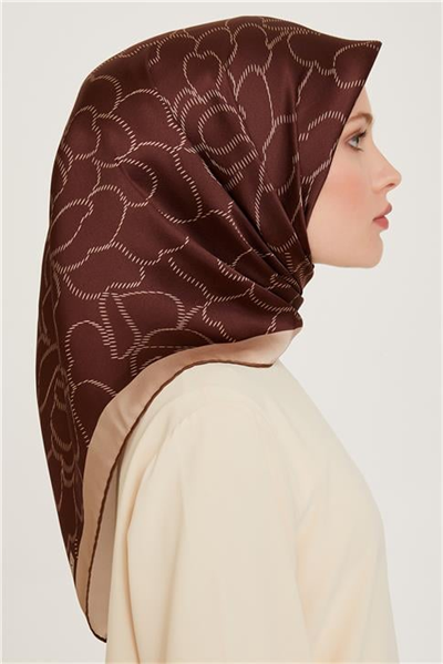 Armine Çiçek Desenli Sura Saf İpek Eşarp 9222D 85