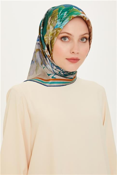Armine Çiçek Desenli Sura Saf İpek Eşarp 9220D 31
