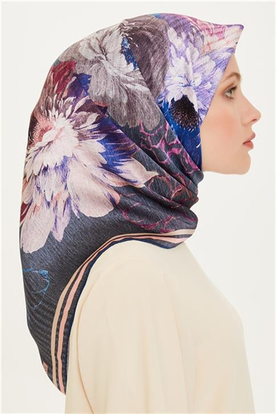 Armine Çiçek Desenli Sura Saf İpek Eşarp 9220D 32