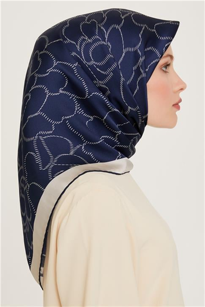 Armine Çiçek Desenli Sura Saf İpek Eşarp 9222D 83