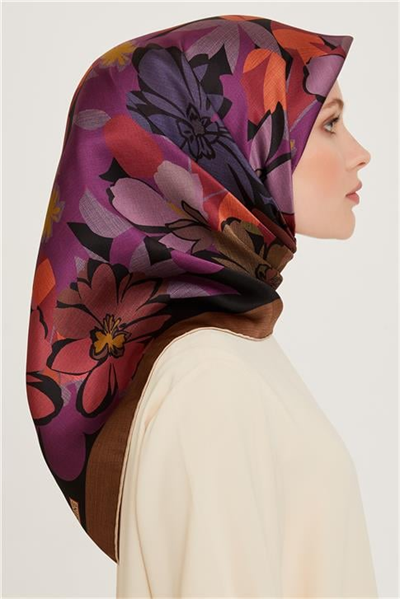 Armine Çiçek Desenli Sura Saf İpek Eşarp 9238D 38
