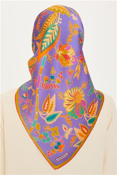 Armine Çiçek Desenli Sura Saf İpek Eşarp 9227D 53 07