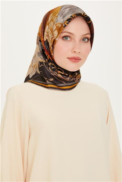 Armine Çiçek Desenli Sura Saf İpek Eşarp 9220D 02