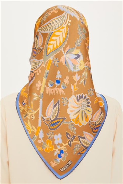 Armine Çiçek Desenli Sura Saf İpek Eşarp 9227D 53 53