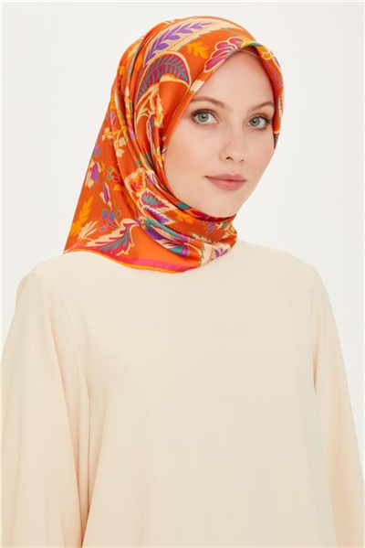 Armine Çiçek Desenli Sura Saf İpek Eşarp 9227D 53 02