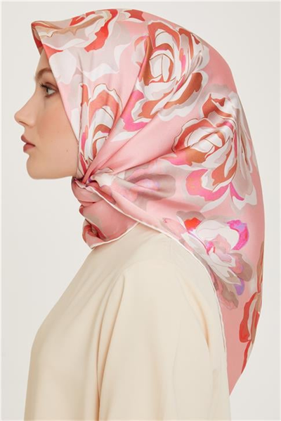 Armine Çiçek Desenli Sura Saf İpek Eşarp 9234D 01 23