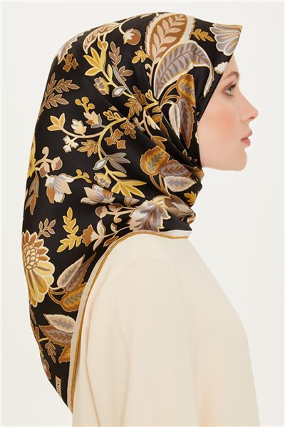 Armine Çiçek Desenli Sura Saf İpek Eşarp 9227D 53 01