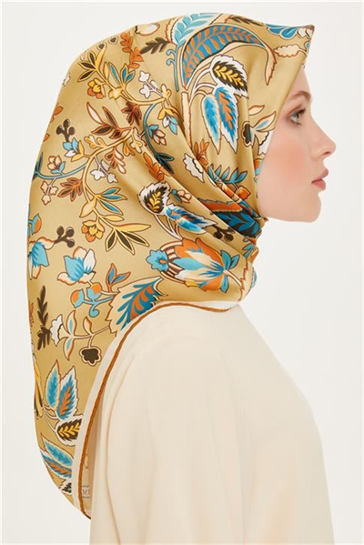 Armine Çiçek Desenli Sura Saf İpek Eşarp 9227D 53 37